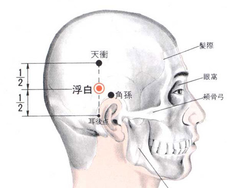 浮白穴→治頭痛、耳嗚