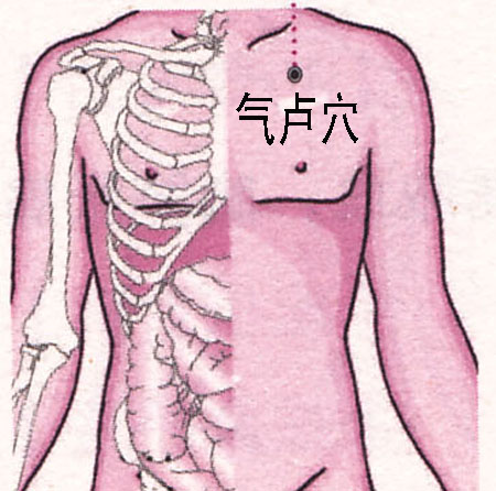 氣盧穴→治胸滿、脅痛